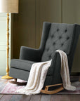 Charcoal  Rocking Chair Armchair Linen Fabric