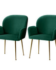 Artiss Dining Chairs Set of 2 Velvet Armchair Green