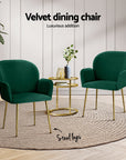 Artiss Dining Chairs Set of 2 Velvet Armchair Green