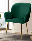 Artiss Dining Chairs Set of 2 Velvet Armchair Green