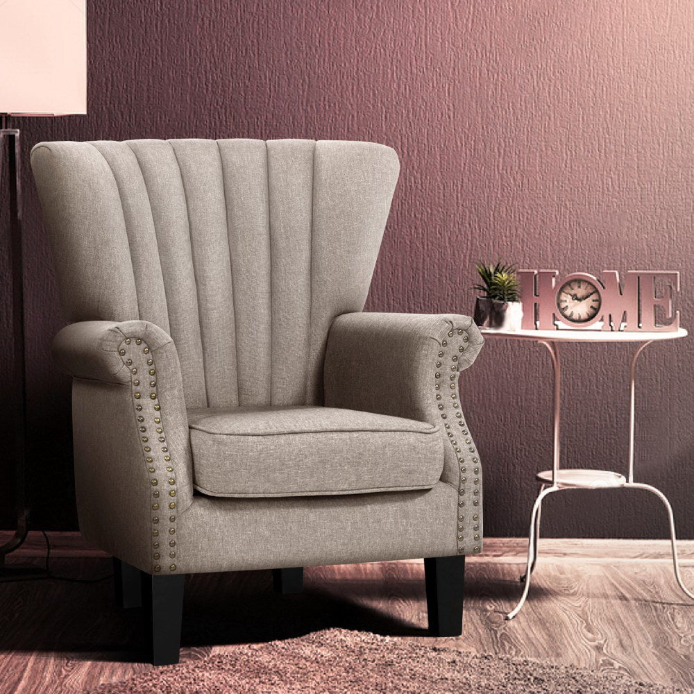 Andrew Beige Armchair Wingback