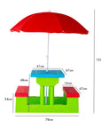 Durable Kids Picnic Table Set with Umbrella