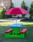 Durable Kids Picnic Table Set with Umbrella