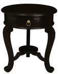 Round Cabriole Leg 1 Drawer Lamp Table (Chocolate)