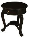 Round Cabriole Leg 1 Drawer Lamp Table (Chocolate)