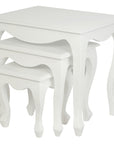 Queen Ann Nest of Table Set of 3 (White)