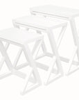 Manhattan Solid Mahogany Timber Nest of Tables - Set of 3 (White)