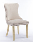 4x Velvet Upholstered Dining Chairs Tufted Wingback Side Chair with Studs Trim Solid Wood Legs for Kitchen