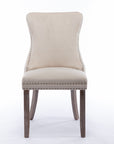 4x Velvet Upholstered Dining Chairs Tufted Wingback Side Chair with Studs Trim Solid Wood Legs for Kitchen