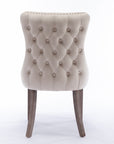 4x Velvet Upholstered Dining Chairs Tufted Wingback Side Chair with Studs Trim Solid Wood Legs for Kitchen