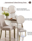 4x Velvet Upholstered Dining Chairs Tufted Wingback Side Chair with Studs Trim Solid Wood Legs for Kitchen