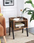 VASAGLE Side Table Rustic Brown and Black