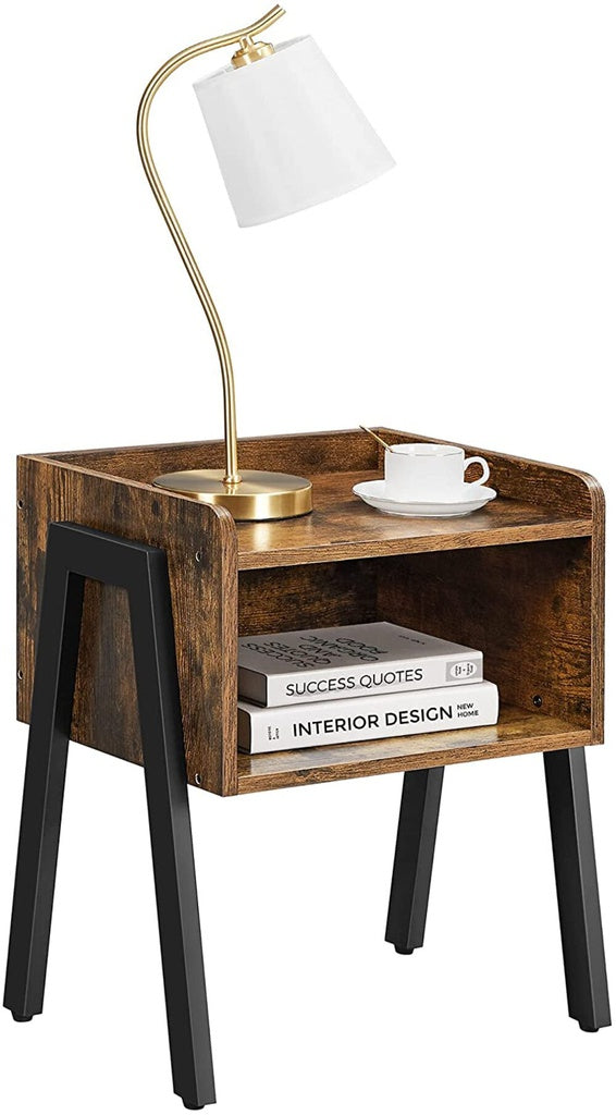 VASAGLE Side Table Rustic Brown and Black