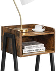 VASAGLE Side Table Rustic Brown and Black