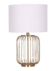 Rose Gold Table Lamp with Linen Drum Shade