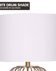 Rose Gold Table Lamp with Linen Drum Shade