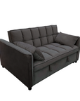 Sarantino Quincy 2-Seater Velvet Sofa Bed in Dark Grey with Wooden Frame and Tufted Design - Dark Grey