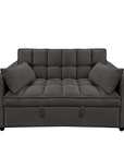 Sarantino Quincy 2-Seater Velvet Sofa Bed in Dark Grey with Wooden Frame and Tufted Design - Dark Grey