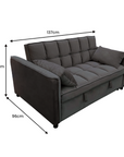 Sarantino Quincy 2-Seater Velvet Sofa Bed in Dark Grey with Wooden Frame and Tufted Design - Dark Grey