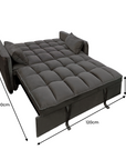 Sarantino Quincy 2-Seater Velvet Sofa Bed in Dark Grey with Wooden Frame and Tufted Design - Dark Grey