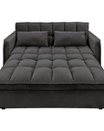 Sarantino Quincy 2-Seater Velvet Sofa Bed in Dark Grey with Wooden Frame and Tufted Design - Dark Grey