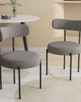 Plush Boucle Cushioned Elsa Dining Chairs in Slate Grey