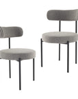 Plush Boucle Cushioned Elsa Dining Chairs in Slate Grey