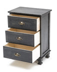 Bedside Table 3 Drawer Vintage Side Table Storage Cabinet Bedroom CLARA BLACK