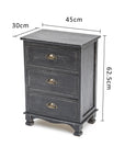 Bedside Table 3 Drawer Vintage Side Table Storage Cabinet Bedroom CLARA BLACK