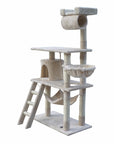 YES4PETS 140 cm Cat Scratching Post Tree W ladder & Hammock-Beige