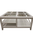 Daisy Coffee Table 100cm Glass Top Solid Acacia Wood Hampton Furniture - White