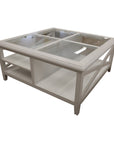 Daisy Coffee Table 100cm Glass Top Solid Acacia Wood Hampton Furniture - White