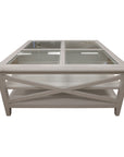 Daisy Coffee Table 100cm Glass Top Solid Acacia Wood Hampton Furniture - White