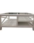 Daisy Coffee Table 100cm Glass Top Solid Acacia Wood Hampton Furniture - White