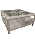 Daisy Coffee Table 100cm Glass Top Solid Acacia Wood Hampton Furniture - White