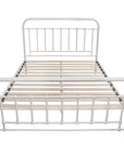 Metallica Queen Bed Size Metal Frame Platform Mattress Base - White