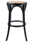 Aster 4pc Round Bar Stools Dining Stool Chair Solid Birch Wood Rattan Seat Black