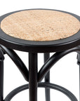 Aster 4pc Round Bar Stools Dining Stool Chair Solid Birch Wood Rattan Seat Black