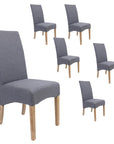 Jackson Dining Chair Set of 6 Fabric Seat Solid Pine Wood Furniture - Grey