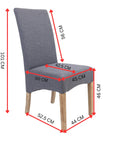 Jackson Dining Chair Set of 6 Fabric Seat Solid Pine Wood Furniture - Grey