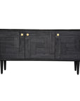 Claire Sideboard Buffet Table 160cm 3 Door Solid Oak Timber Wood - Black