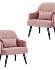 Keira Set of 2 Accent Sofa Arm Chair Fabric Uplholstered Lounge - Pink