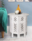 Scilla Rubber Wood Timber Round 45cm Side Table - White