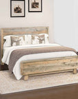 King Size Wooden Bed Frame in Solid Wood Antique Design Light Brown