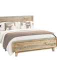 King Size Wooden Bed Frame in Solid Wood Antique Design Light Brown