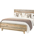 King Size Wooden Bed Frame in Solid Wood Antique Design Light Brown