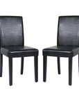 2x Wooden Frame Black Leatherette Dining Chairs with Solid Pine Legs