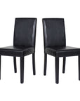 2x Wooden Frame Black Leatherette Dining Chairs with Solid Pine Legs