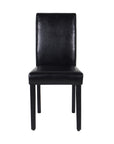 2x Wooden Frame Black Leatherette Dining Chairs with Solid Pine Legs