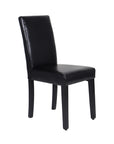 2x Wooden Frame Black Leatherette Dining Chairs with Solid Pine Legs